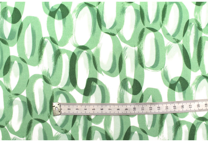 Tissu Popeline Viscose Imprimé Ring Vert -Au Mètre