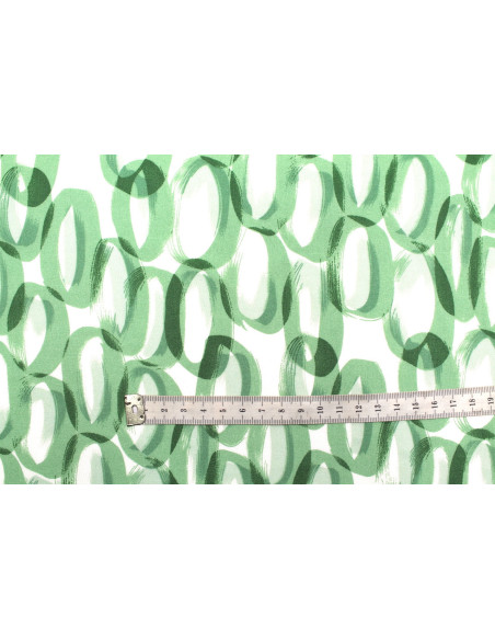 Tissu Popeline Viscose Imprimé Ring Vert -Au Mètre