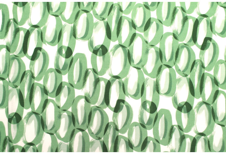 Tissu Popeline Viscose Imprimé Ring Vert -Au Mètre