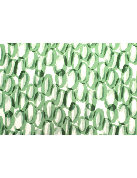 Tissu Popeline Viscose Imprimé Ring Vert -Au Mètre