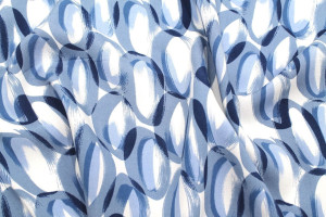 Tissu Popeline Viscose Imprimé Ring Bleu -Au Mètre 2