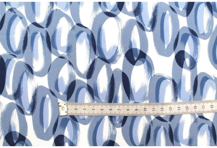 Tissu Popeline Viscose Imprimé Ring Bleu -Au Mètre
