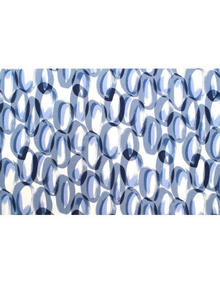 Tissu Popeline Viscose Imprimé Ring Bleu -Au Mètre
