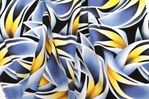 Tissu Popeline Viscose Imprimé Épis Bleu -Au Mètre 2