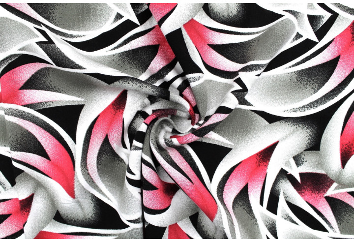 Tissu Popeline Viscose Imprimé Épis Fuchsia -Au Mètre