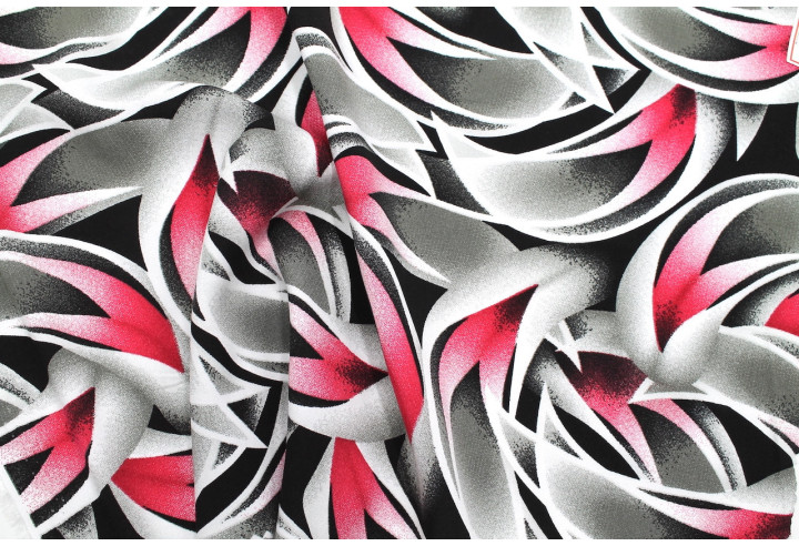 Tissu Popeline Viscose Imprimé Épis Fuchsia -Au Mètre