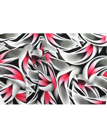 Tissu Popeline Viscose Imprimé Épis Fuchsia -Au Mètre