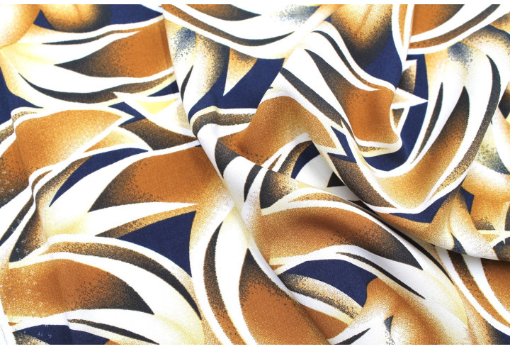 Tissu Popeline Viscose Imprimé Épis Camel -Au Mètre