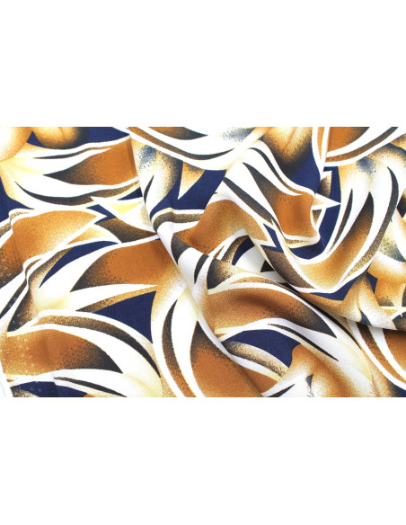 Tissu Popeline Viscose Imprimé Épis Camel -Au Mètre