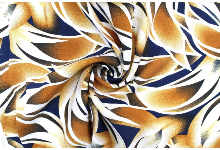 Tissu Popeline Viscose Imprimé Épis Camel -Au Mètre