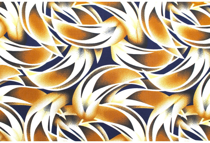 Tissu Popeline Viscose Imprimé Épis Camel -Au Mètre
