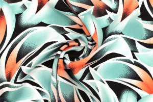 Tissu Popeline Viscose Imprimé Épis Vert -Au Mètre