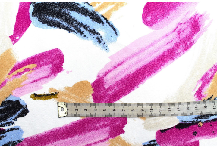 Tissu Popeline Viscose Imprimé Peinture Fuchsia -Au Mètre