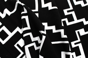 Tissu Popeline Viscose Imprimé Blok Noir -Au Mètre 2