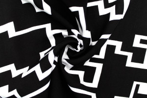 Tissu Popeline Viscose Imprimé Blok Noir -Au Mètre