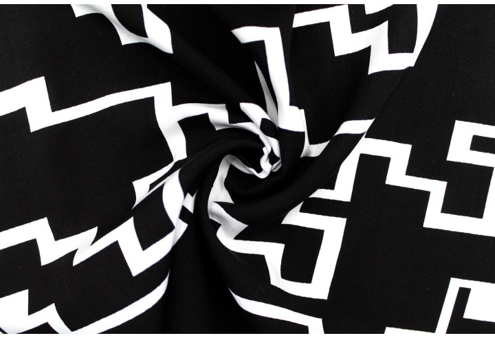 Tissu Popeline Viscose Imprimé Blok Noir -Au Mètre