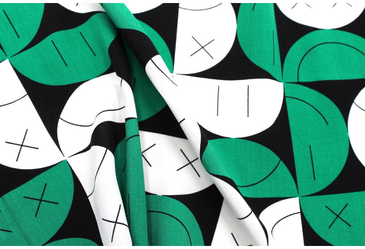 Tissu Popeline Viscose Imprimé Igoul Vert -Au Mètre