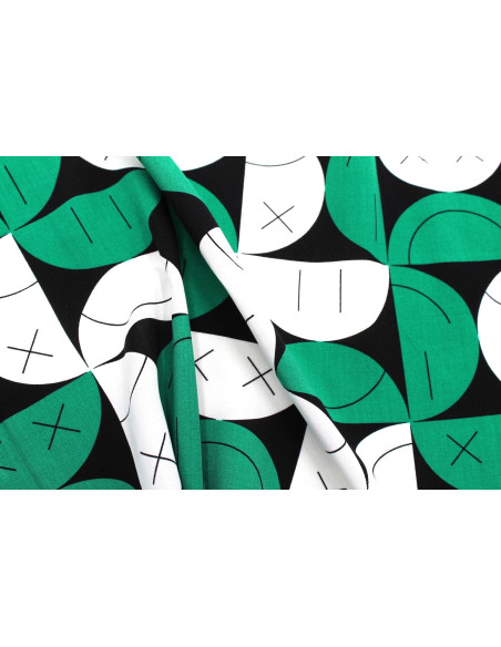 Tissu Popeline Viscose Imprimé Igoul Vert -Au Mètre