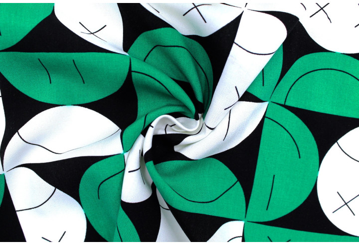 Tissu Popeline Viscose Imprimé Igoul Vert -Au Mètre