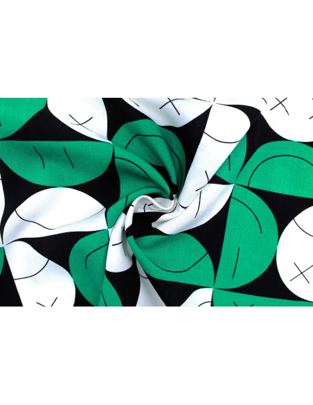 Tissu Popeline Viscose Imprimé Igoul Vert -Au Mètre