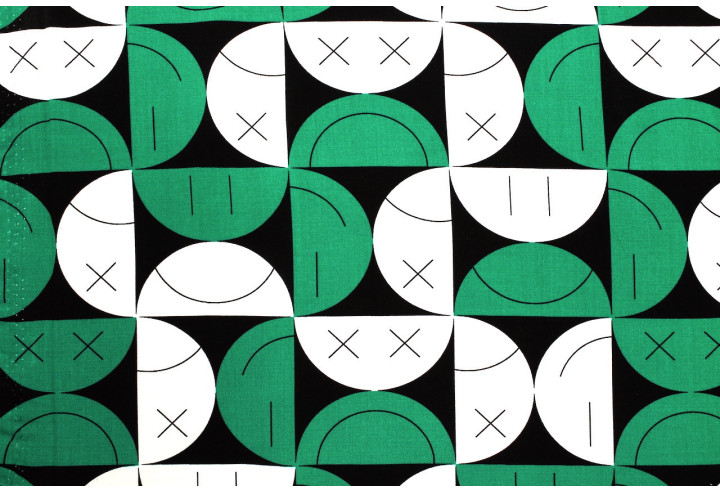 Tissu Popeline Viscose Imprimé Igoul Vert -Au Mètre
