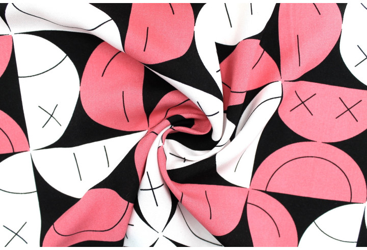 Tissu Popeline Viscose Imprimé Igoul Rose -Au Mètre