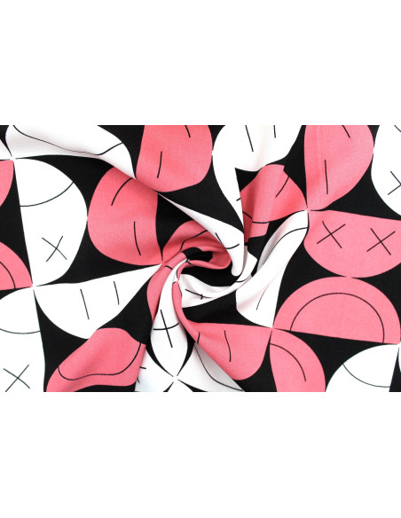 Tissu Popeline Viscose Imprimé Igoul Rose -Au Mètre