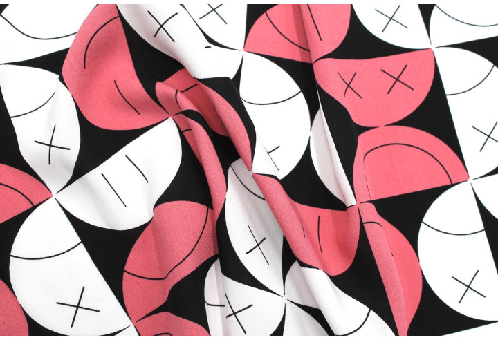 Tissu Popeline Viscose Imprimé Igoul Rose -Au Mètre