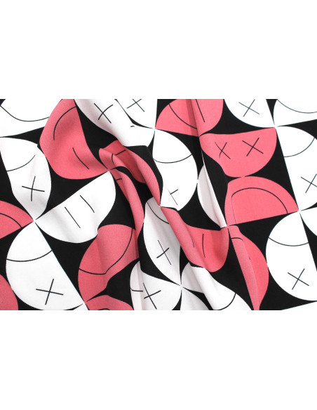 Tissu Popeline Viscose Imprimé Igoul Rose -Au Mètre