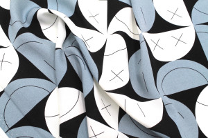 Tissu Popeline Viscose Imprimé Igoul Gris -Au Mètre 2