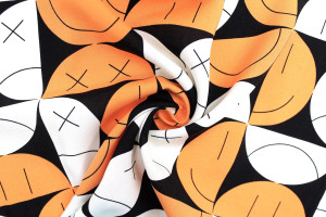 Tissu Popeline Viscose Imprimé Igoul Orange -Au Mètre