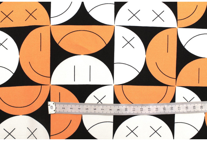 Tissu Popeline Viscose Imprimé Igoul Orange -Au Mètre