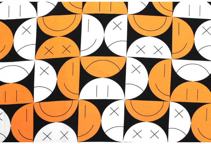Tissu Popeline Viscose Imprimé Igoul Orange -Au Mètre