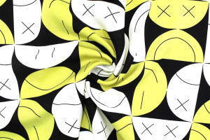 Tissu Popeline Viscose Imprimé Igoul Jaune -Au Mètre