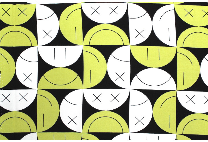 Tissu Popeline Viscose Imprimé Igoul Jaune -Au Mètre