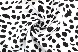 Tissu Popeline Viscose Imprimé Dalmatien Blanc -Au Mètre