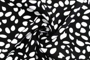 Tissu Popeline Viscose Imprimé Dalmatien Noir -Au Mètre