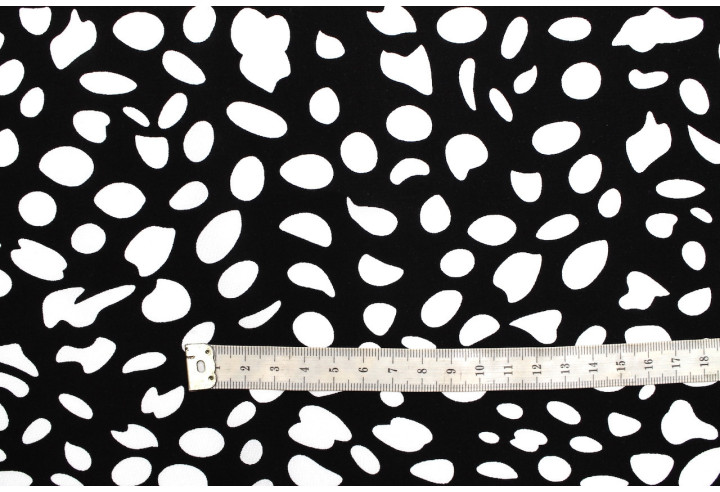 Tissu Popeline Viscose Imprimé Dalmatien Noir -Au Mètre