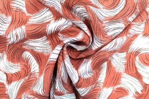 Tissu Popeline Viscose Imprimé Tornade Rose -Au Mètre