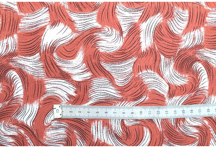 Tissu Popeline Viscose Imprimé Tornade Rose -Au Mètre