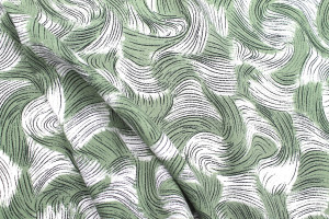 Tissu Popeline Viscose Imprimé Tornade Vert -Au Mètre 2