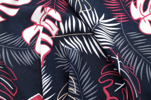 Tissu Popeline Viscose Imprimé Tahiti Marine -Au Mètre 2