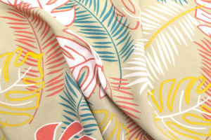 Tissu Popeline Viscose Imprimé Tahiti Beige -Au Mètre 2