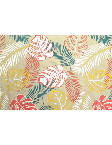 Tissu Popeline Viscose Imprimé Tahiti Beige -Au Mètre