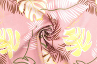 Tissu Popeline Viscose Imprimé Tahiti Rose -Au Mètre