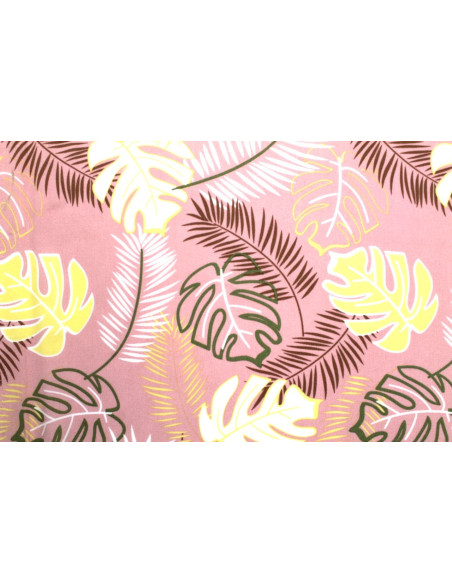 Tissu Popeline Viscose Imprimé Tahiti Rose -Au Mètre