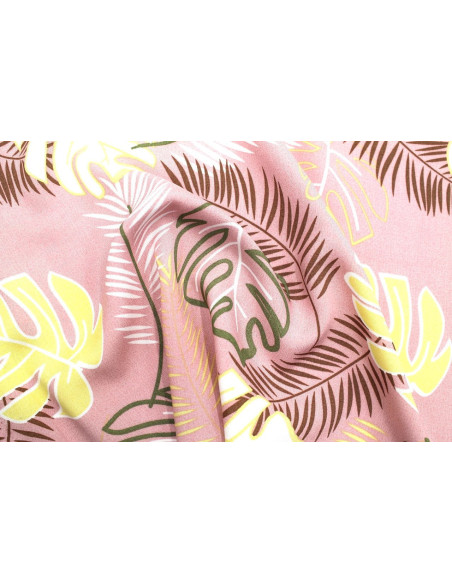 Tissu Popeline Viscose Imprimé Tahiti Rose -Au Mètre