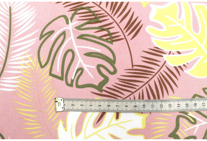 Tissu Popeline Viscose Imprimé Tahiti Rose -Au Mètre
