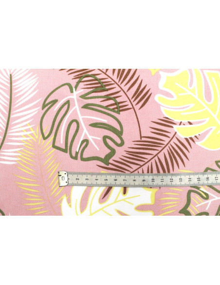 Tissu Popeline Viscose Imprimé Tahiti Rose -Au Mètre