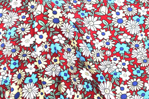 Tissu Popeline Viscose Imprimé Fleur Hélio Bordeaux -Au Mètre 2